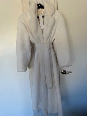 Naked Wardrobe snowy white faux fur coat, size L